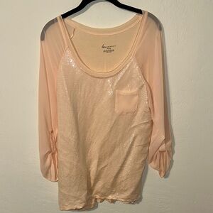 Lane Bryant Light Peach Sequin Blouse